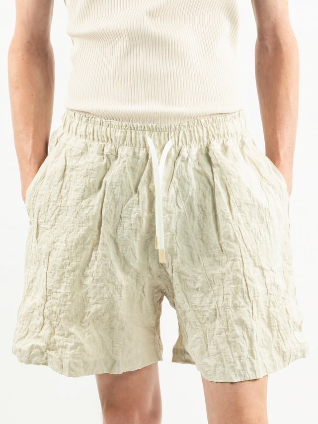 Crinkled cotton shorts