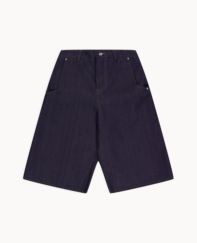 Short droit Denim découpe côté