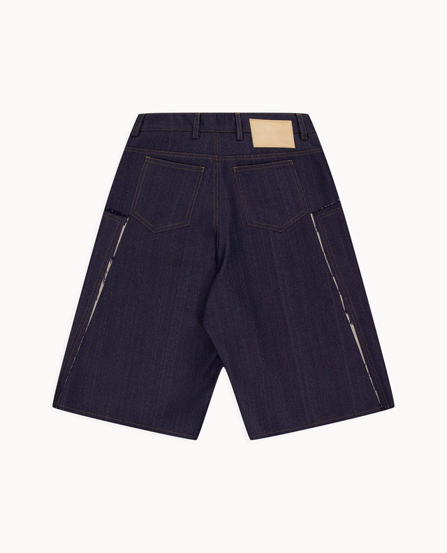 Short droit Denim découpe côté