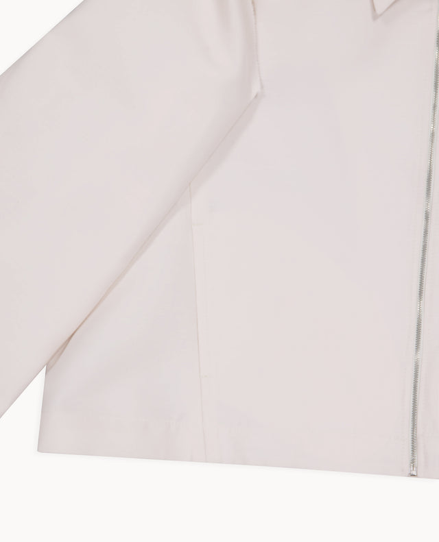 White jacket with structured sleeves
