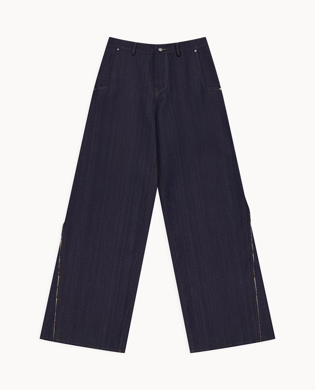 Denim-style wool trousers