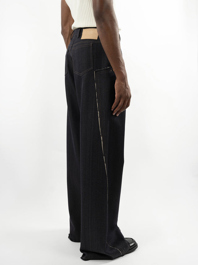 Denim-style wool trousers