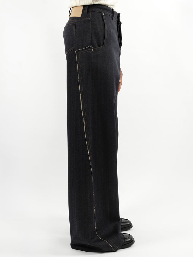 Denim-style wool trousers
