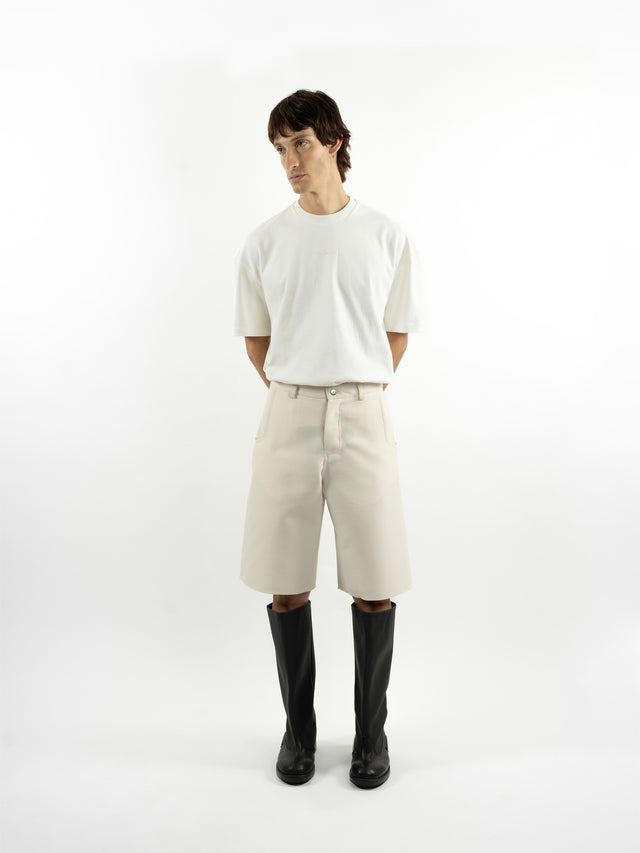 Straight-leg white shorts