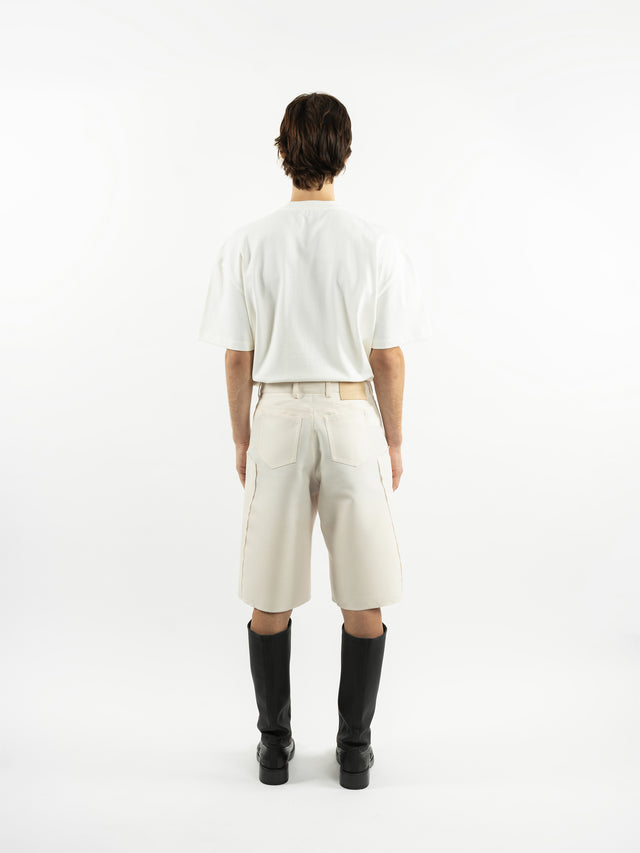 Straight-leg white shorts