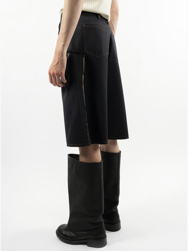 Short droit Denim découpe côté