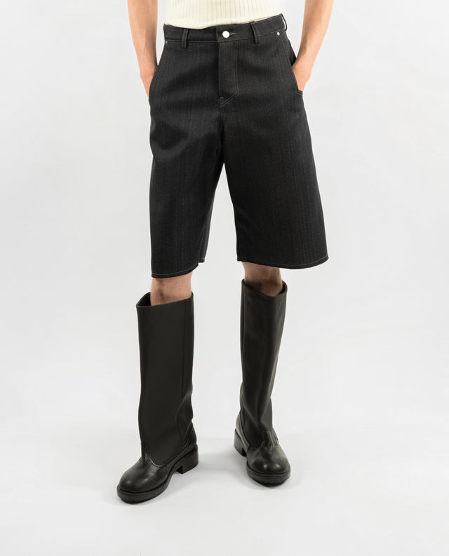 Short droit Denim découpe côté
