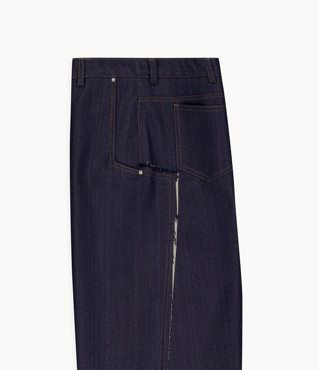 Pantalon en laine façon denim