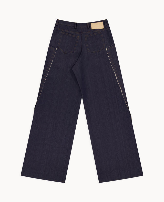 Pantalon en laine façon denim